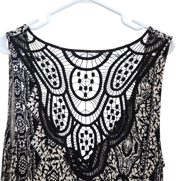 Addition Elle Black and White Embroidered Maxi Dress With Tie Front Size 1X - Picture 3 of 6